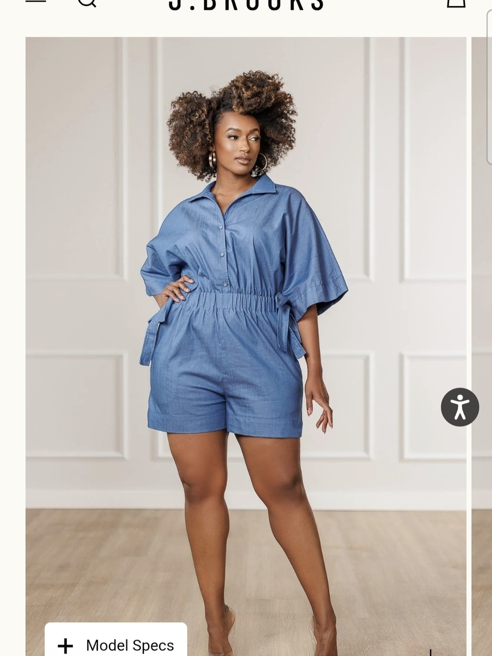 J. Brooks Blue Chambray Short Jumpsuit